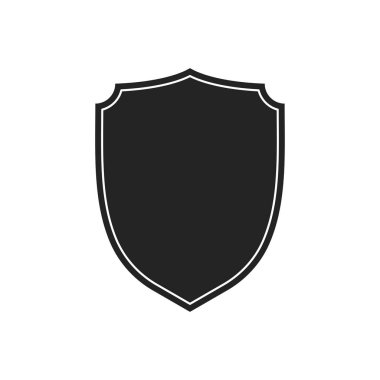 Kalkanlar koleksiyonu. Siyah siluet kalkan şekli, siyah etiket. Vintage veya retro kalkanlar ayarlayın. Vektör çizimi.