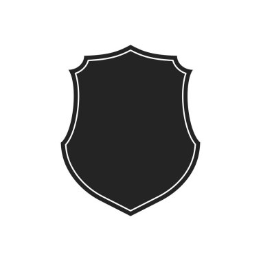 Kalkanlar koleksiyonu. Siyah siluet kalkan şekli, siyah etiket. Vintage veya retro kalkanlar ayarlayın. Vektör çizimi.