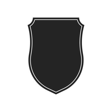 Kalkanlar koleksiyonu. Siyah siluet kalkan şekli, siyah etiket. Vintage veya retro kalkanlar ayarlayın. Vektör çizimi.