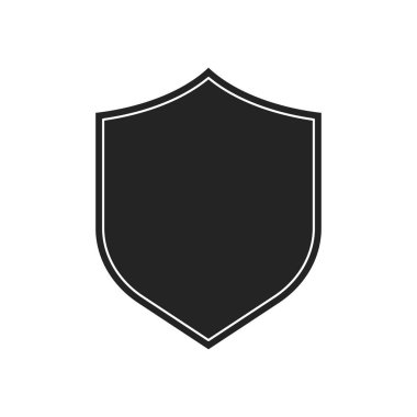 Kalkanlar koleksiyonu. Siyah siluet kalkan şekli, siyah etiket. Vintage veya retro kalkanlar ayarlayın. Vektör çizimi.