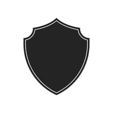 Kalkanlar koleksiyonu. Siyah siluet kalkan şekli, siyah etiket. Vintage veya retro kalkanlar ayarlayın. Vektör çizimi.