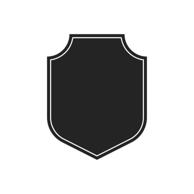 Kalkanlar koleksiyonu. Siyah siluet kalkan şekli, siyah etiket. Vintage veya retro kalkanlar ayarlayın. Vektör çizimi.