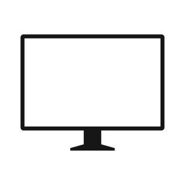 Bilgisayar simgesi. Elektronik cihazlar, bilgisayar ile web tasarım vektör şablonu. Düz tasarım, arka planda vektör çizimi.