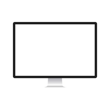 Bilgisayar simgesi. Elektronik cihazlar, bilgisayar ile web tasarım vektör şablonu. Düz tasarım, arka planda vektör çizimi.