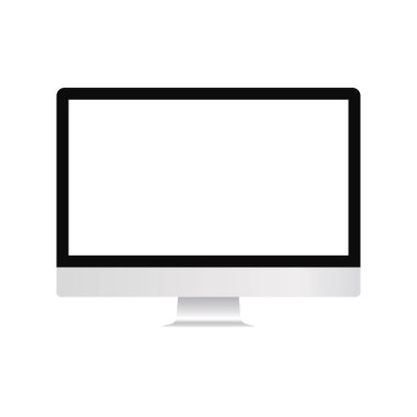 Bilgisayar simgesi. Elektronik cihazlar, bilgisayar ile web tasarım vektör şablonu. Düz tasarım, arka planda vektör çizimi.