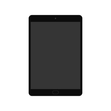 Tablet simgesi. Elektronik cihazlar, tablet ile web tasarım vektör şablonu. Düz tasarım, arka planda vektör çizimi.