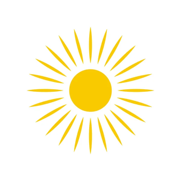 Zon icoon. Gele zon sterpictogram. Zomer, zonlicht, natuur, hemel. Vector illustratie. — Stockvector