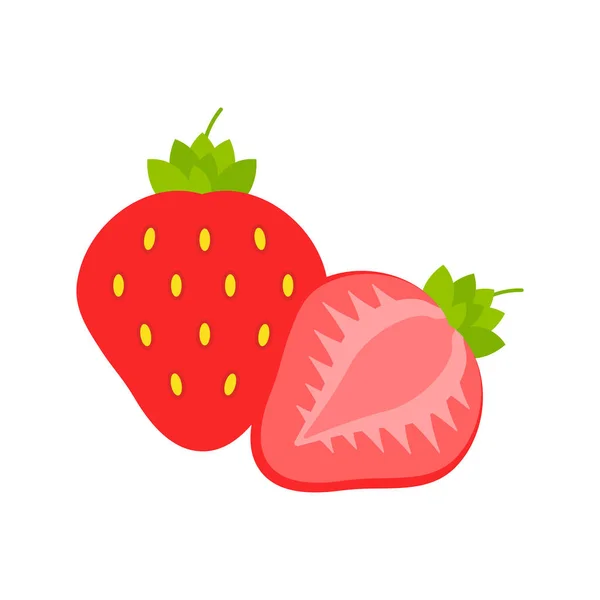 Colección de frutas de verano. Frutas de fresa. Comida vegetariana y ecológica. Ilustración vectorial . — Vector de stock