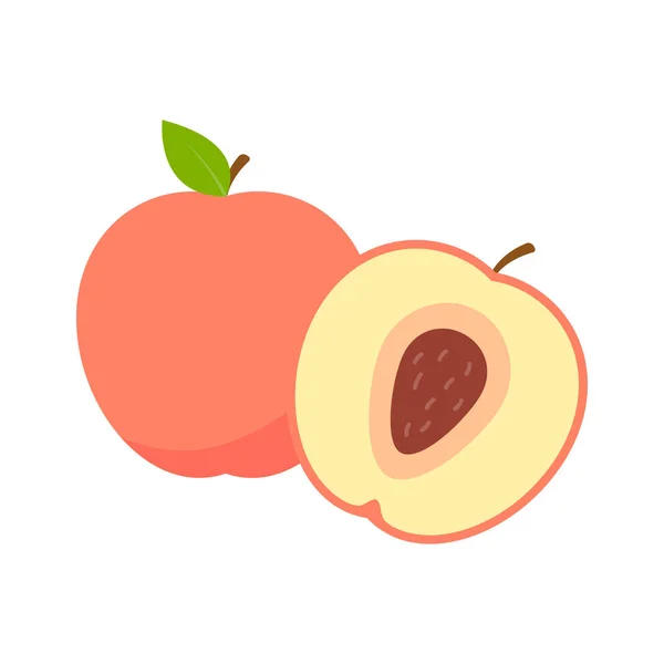 Sommerfruchtkollektion. Früchte Pfirsich. vegetarische und ökologische Lebensmittel. Vektorillustration. — Stockvektor
