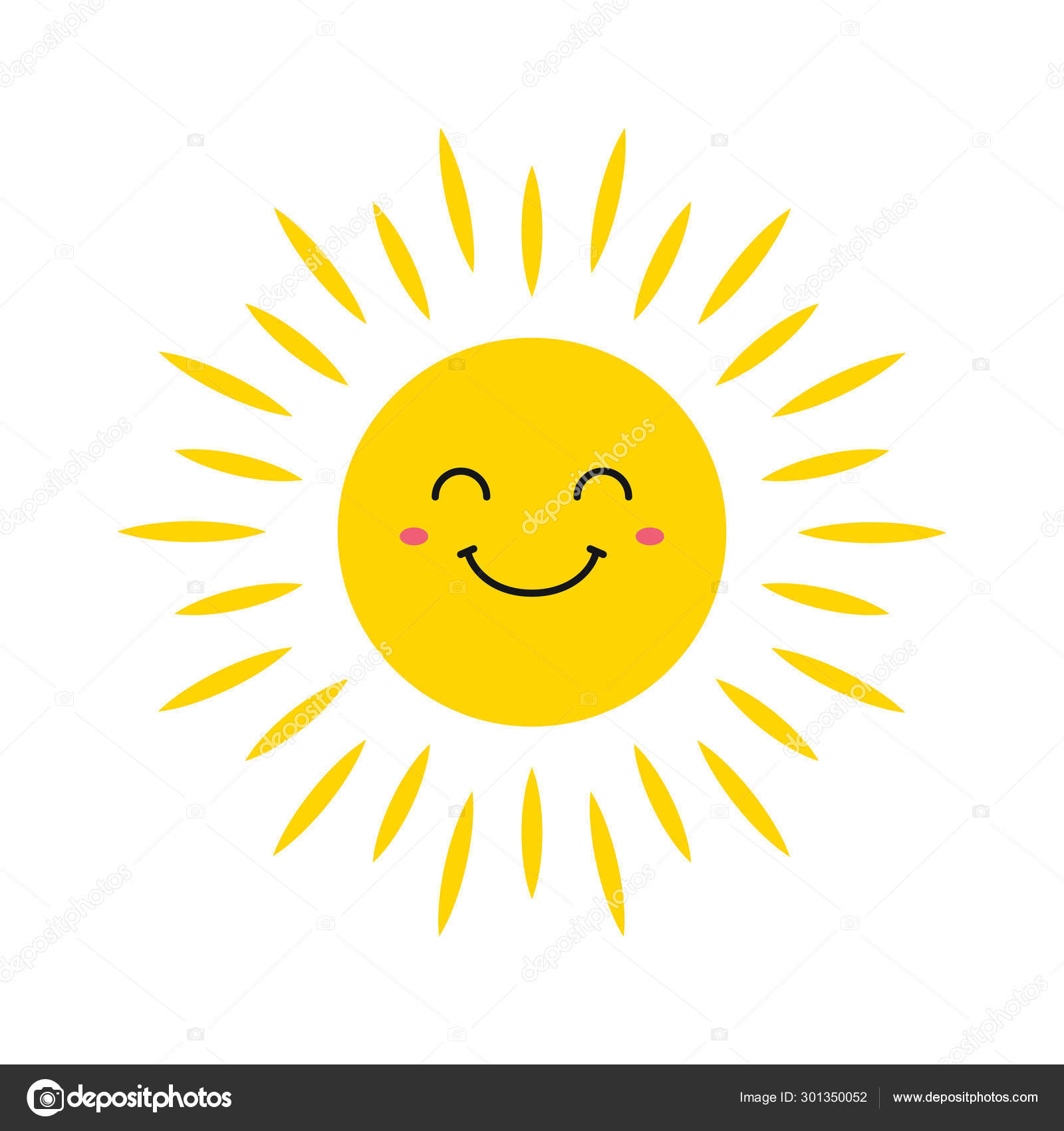 Cute smiling suns. Smile Sun. Emoji. Summer sun. Vector illustration ...