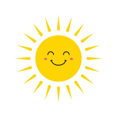 Sevimli gülümseyen güneşler. Gülümse Sun. Emoji. Yaz güneşi. Vektör çizimi.