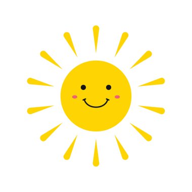 Sevimli gülümseyen güneşler. Gülümse Sun. Emoji. Yaz güneşi. Vektör çizimi.