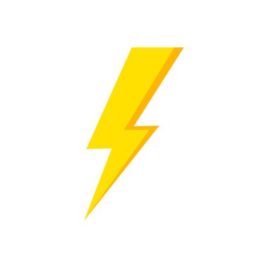 Yıldırım simgesi. Thunder ve Bolt. Flash simgesi. Şimşek çak. Siyah ve sarı siluet. Vektör İllüstrasyonu.