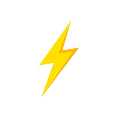 Yıldırım simgesi. Thunder ve Bolt. Flash simgesi. Şimşek çak. Siyah ve sarı siluet. Vektör İllüstrasyonu.