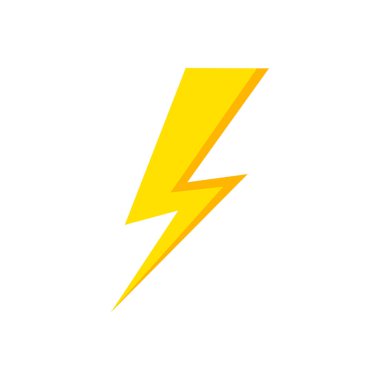 Yıldırım simgesi. Thunder ve Bolt. Flash simgesi. Şimşek çak. Siyah ve sarı siluet. Vektör İllüstrasyonu.