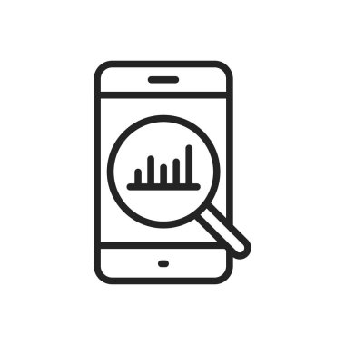 Satır stilinde Veri Analizi web simgeleri. Grafikler, Analiz, Büyük Veri, büyüme, grafik, araştırma. Vektör çizimi.