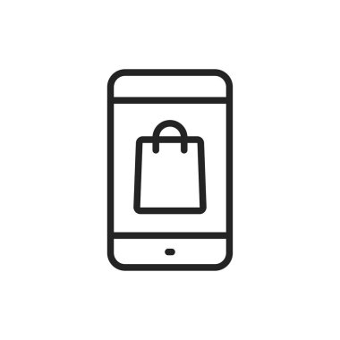 E-ticaret ve sıralı web simgeleri. Mobil Mağaza, Dijital pazarlama, Banka Kartı, Hediyeler. Vektör çizimi.