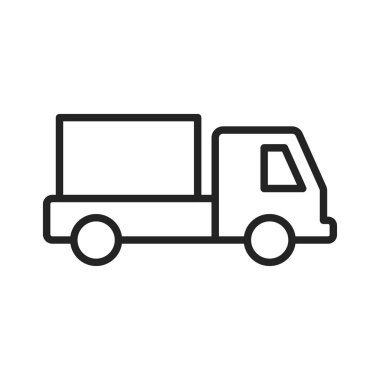 Sıra stilinde teslimat ve lojistik simgeleri. Kurye, nakliye, ekspres teslimat, takip siparişi, destek, iş. Vektör çizimi.