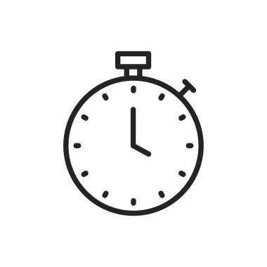 Satır stilinde saat ve saat web simgeleri. Zamanlayıcı, Hız, Alarm, Takvim. Vektör çizimi.