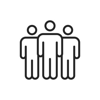 İş adamları ve ekip çalışması web simgeleri satır stilinde. İş, takım çalışması, liderlik, yönetici. Vektör çizimi.