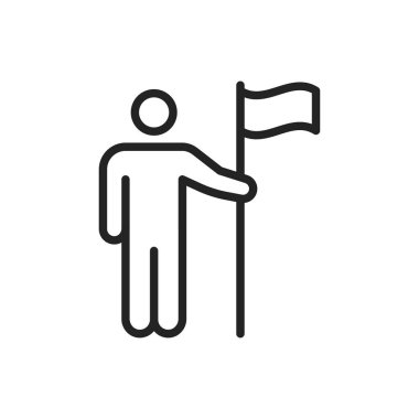 İş adamları ve ekip çalışması web simgeleri satır stilinde. İş, takım çalışması, liderlik, yönetici. Vektör çizimi.