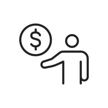 İş adamları ve ekip çalışması web simgeleri satır stilinde. İş, takım çalışması, liderlik, yönetici. Vektör çizimi.