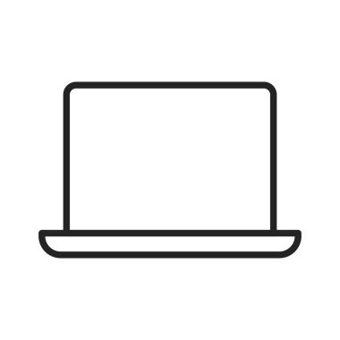 Aygıt ve teknoloji web simgeleri satır stilinde. Bilgisayar monitörü, akıllı telefon, tablet ve dizüstü bilgisayar. Vektör çizimi.