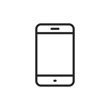 Aygıt ve teknoloji web simgeleri satır stilinde. Bilgisayar monitörü, akıllı telefon, tablet ve dizüstü bilgisayar. Vektör çizimi.