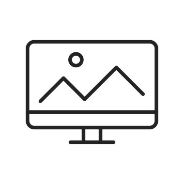 Satır stilinde Sosyal Medya simgeleri. İletişim, dijital, sosyal ağlar, teknoloji, web sitesi. Vektör çizimi.