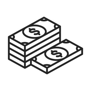 Para ve Finans web simgeleri satır tarzında. Para, dolar, ödeme, banka, nakit para. Vektör çizimi.