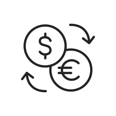 Para ve Finans web simgeleri satır tarzında. Para, dolar, ödeme, banka, nakit para. Vektör çizimi.