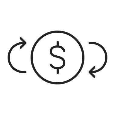 Para ve Finans web simgeleri satır tarzında. Para, dolar, ödeme, banka, nakit para. Vektör çizimi.