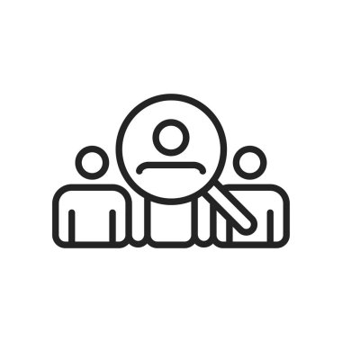 Web simgelerini satır stilinde arayın. Seo analitiği, Dijital pazarlama veri analizi, Çalışan Yönetimi. Vektör çizimi.