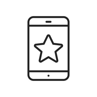 Satır stilinde geri bildirim ve gözden geçirme simgeleri. Yıldız Derecelendirmesi, Duygu sembolleri. Vektör çizimi.