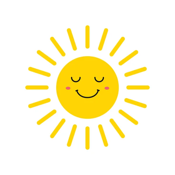 Söpöjä hymyileviä aurinkoja. Hymyile Sun. Emoji. Kesäaurinko. Vektoriesimerkki . — vektorikuva