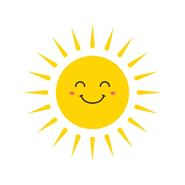 Söta leende Solar. Smile Sun. emoji. Sommar Sol. Vektor illustration. — Stock vektor