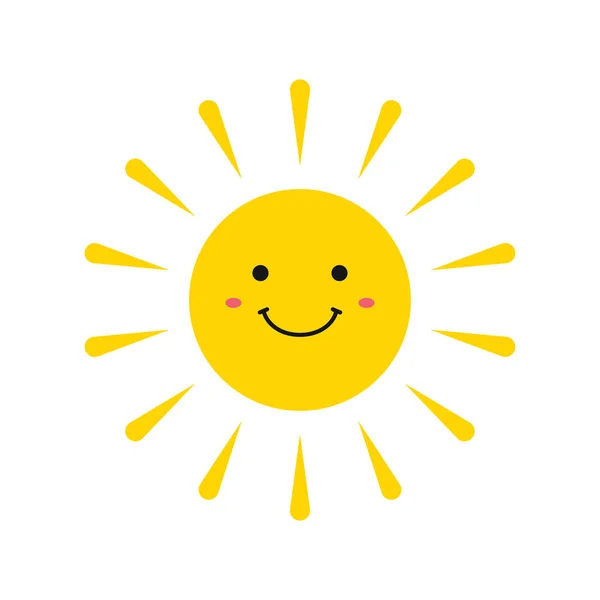 Sevimli gülümseyen güneşler. Gülümse Sun. Emoji. Yaz güneşi. Vektör çizimi.