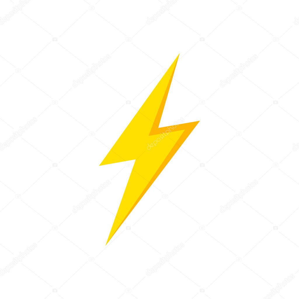 Lightning icon. Thunder and Bolt. Flash icon. Lightning bolt. Black and yellow silhouette. Vector Illustration.