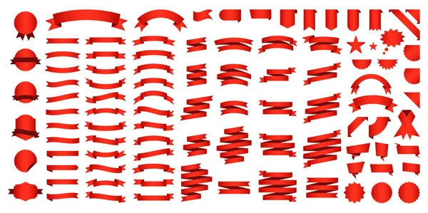 Conjunto de 100 Fitas. Elementos de fita. Rótulo Starburst. Vintage. Coleção de fitas simples moderna. Ilustração vetorial. — Vetor de Stock