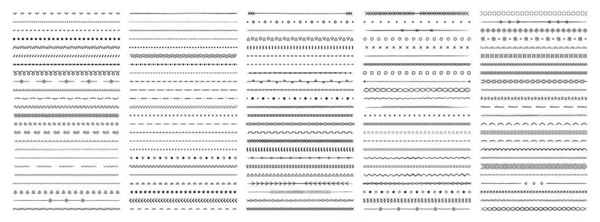 Set Med 120 Handritade Designelement Vintage Linjeelement Dekorativa Ritmärken Dekoration — Stock vektor