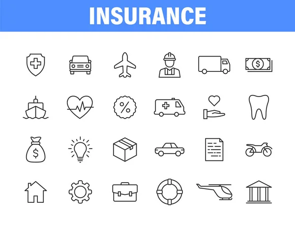 Set Von Versicherungen Web Symbole Einklang Mit Stil Unternehmen Gesundheit — Stockvektor