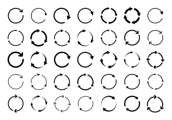 Conjunto de setas de círculo. Elementos vetoriais. Símbolo de carregamento preto. — Vetor de Stock
