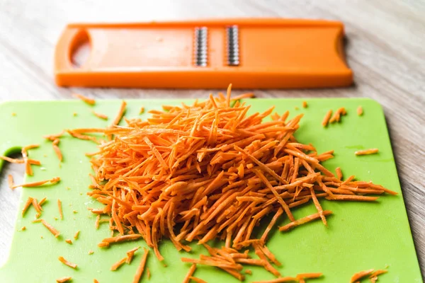 Zanahorias Paja Rallada Para Cocinar Zanahorias Coreanas — Foto de Stock
