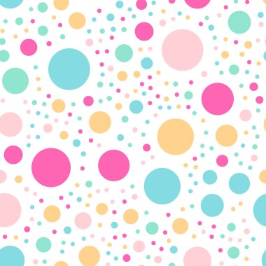 Colorful polka dots seamless pattern on white 3 background Ravishing classic colorful polka dots clipart