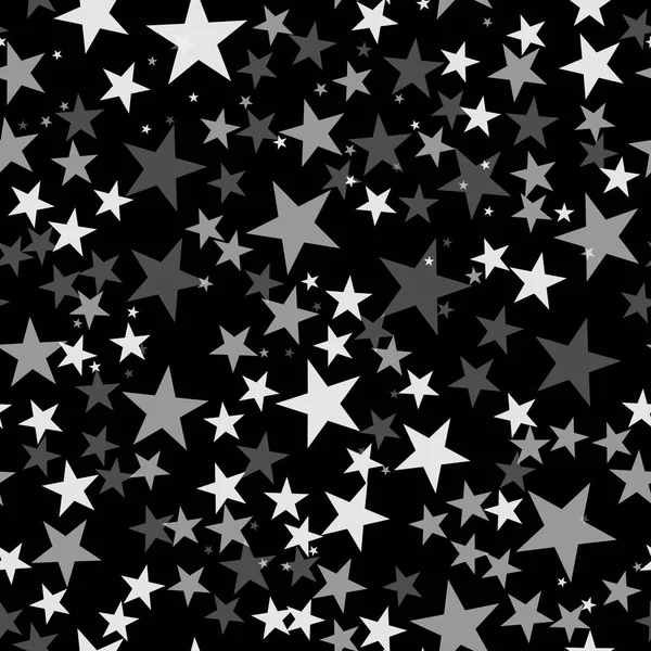 Estrelas brancas padrão sem costura no fundo preto Estrelas brancas espalhadas aleatoriamente infinitas pendentes — Vetor de Stock