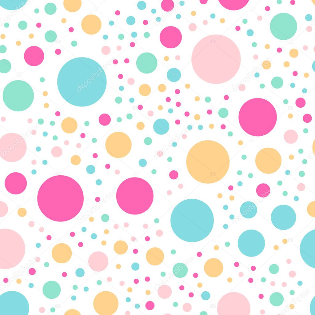 Colorful polka dots seamless pattern on white 3 background Ravishing classic colorful polka dots