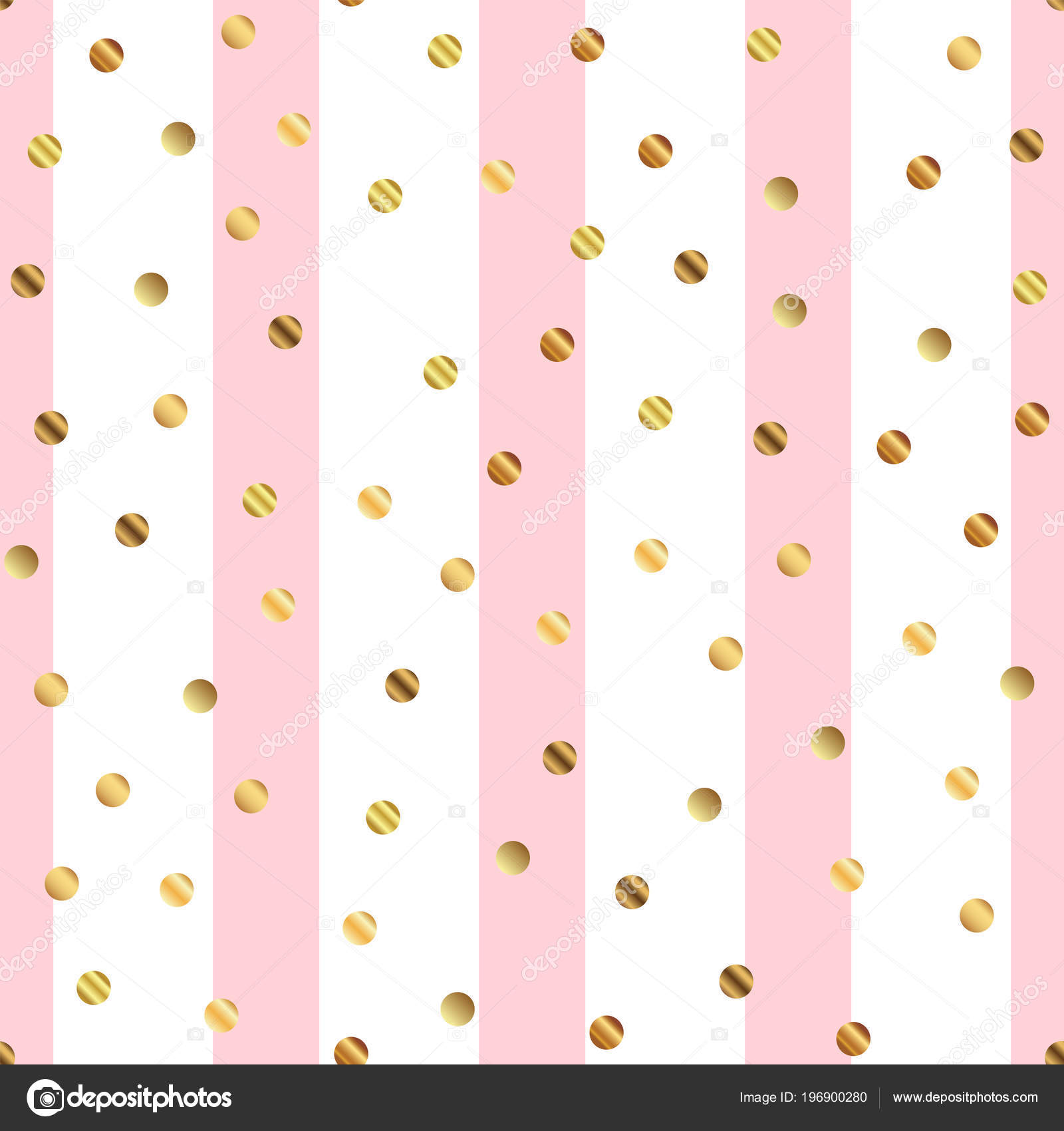Golden dots seamless pattern on pink striped background Impressive ...