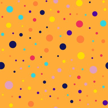 Memphis stili puantiyeli seamless modeli üzerinde turuncu arka plana şaşırtıcı modern memphis polka
