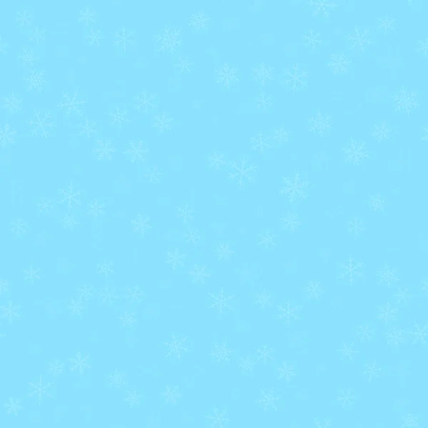Flocos de neve transparentes sem costura padrão em turquesa fundo de Natal caótico espalhado — Vetor de Stock
