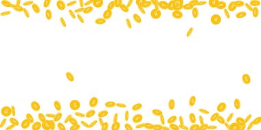 Bitcoin Internet para birimi sikke üzerinde beyaz düşen dağınık küçük Btc paralar çarpıcı arka plan